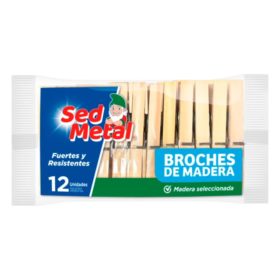 BROCHES MADERA SED METAL SELECC.*12UNID.