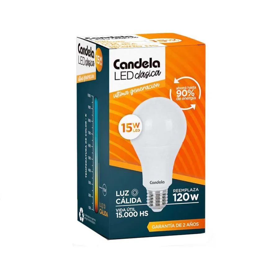 LAMPARA LED CANDELA 15W CALIDA*50UNI