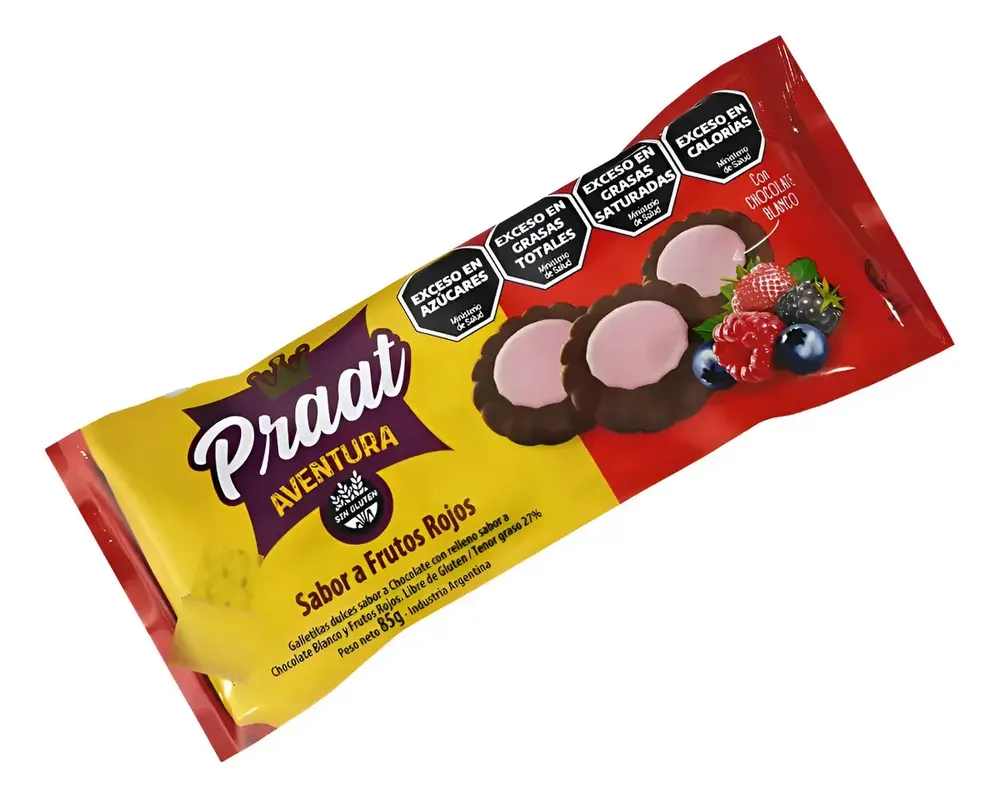 GALLETITAS PRAAT AVENTURA CHOCO Y FRUTOS ROJOS 20 X 85