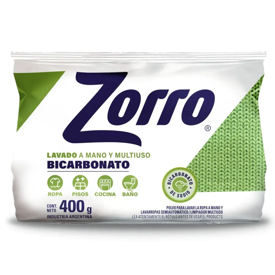 JABON EN POLVO ZORRO REG BICARBONATO X 400GRS