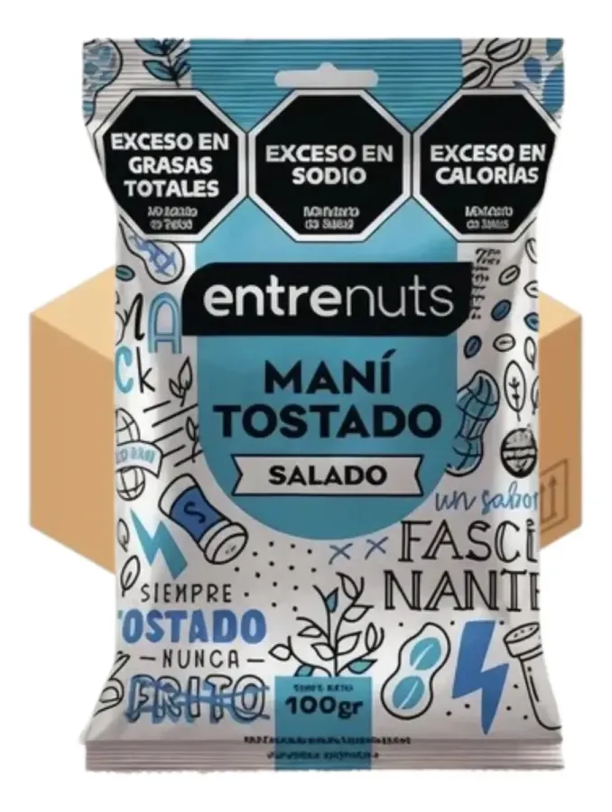 MANI ENTRENUTS SALADO SIN PIEL 12 X 100GRS