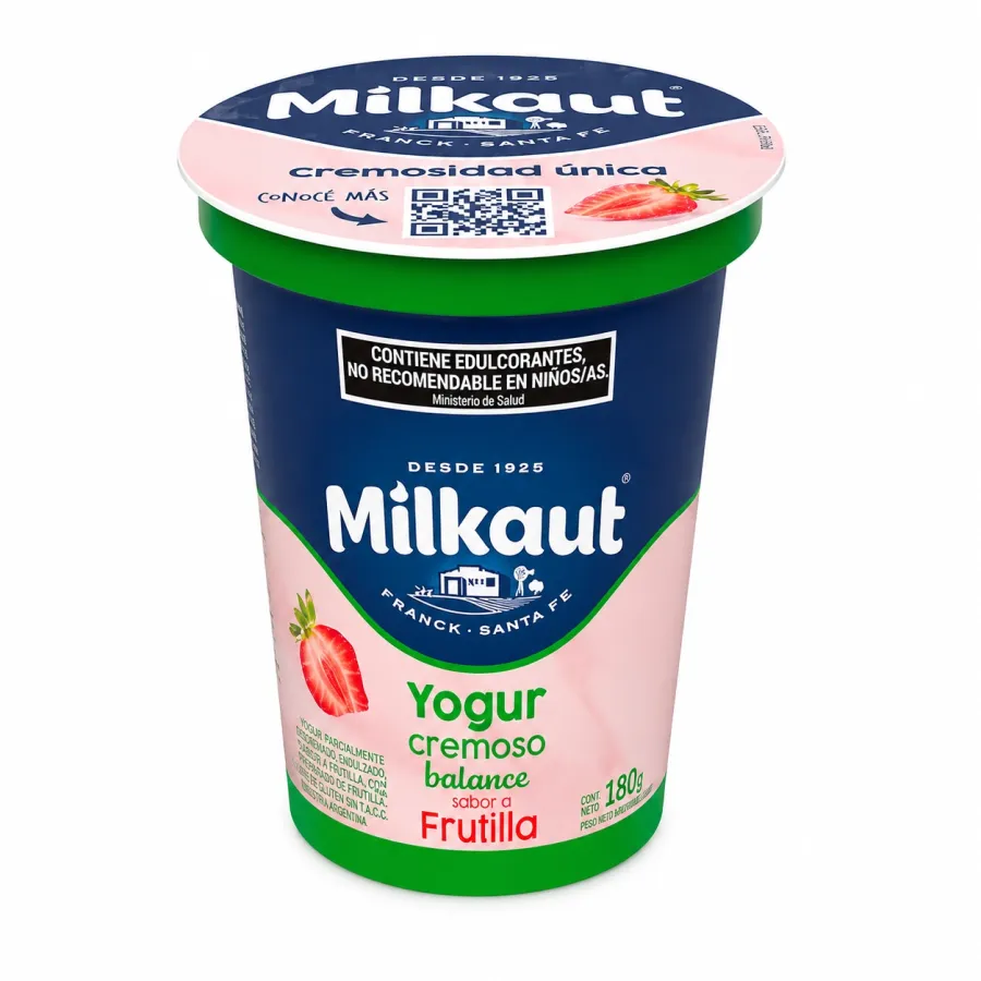 YOGUR MILKAUT X 180GRS DESCREMADO FRUTILLA