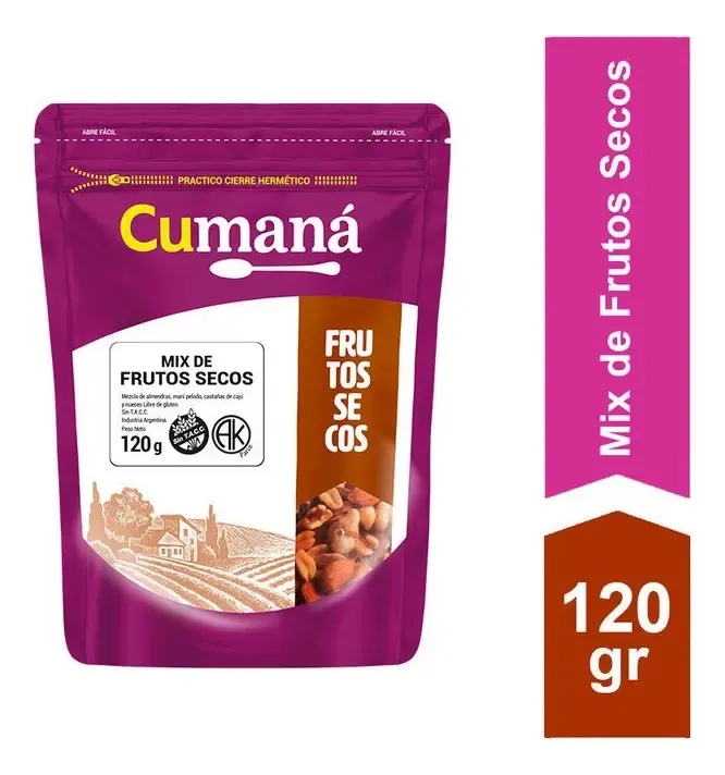 MIX FRUTOS SECOS CUMANA CON PASAS DOYPACK 12X120