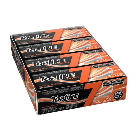Chicle Topline Seven Mandarina Blowing X 16un