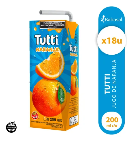 Jugo Tutti Naranja 200ml X 18u