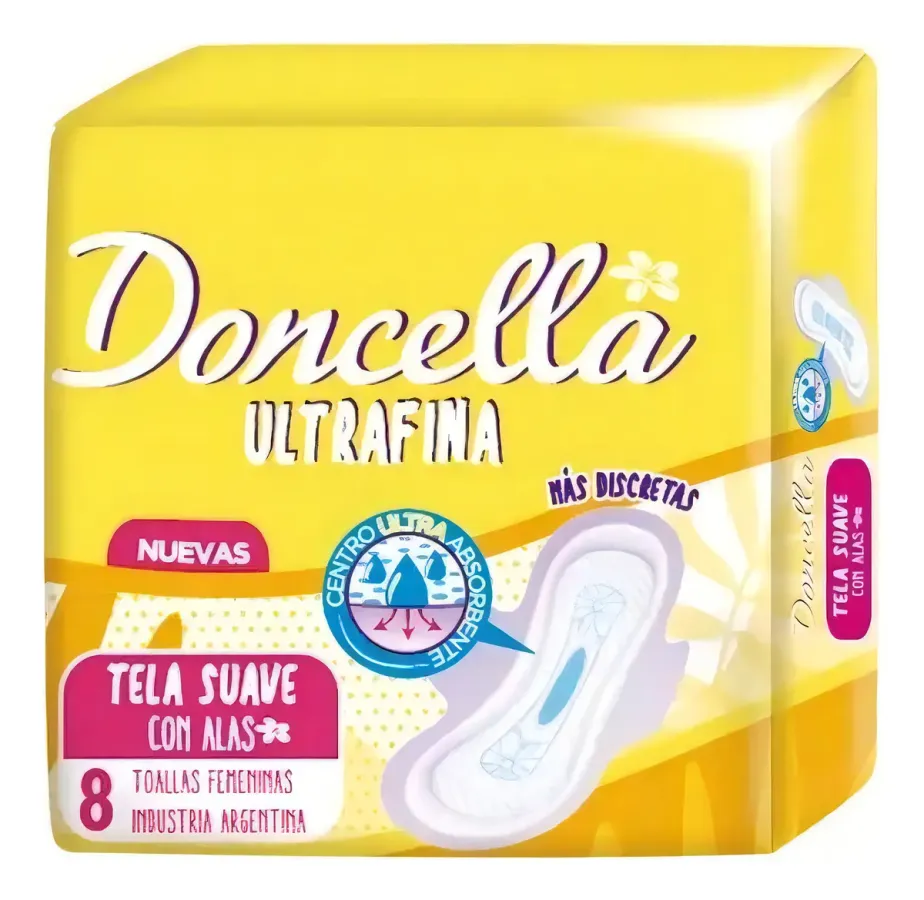 TOALLAS FEM. DONCELLA ULTRAF. SUAVE*8UNID.