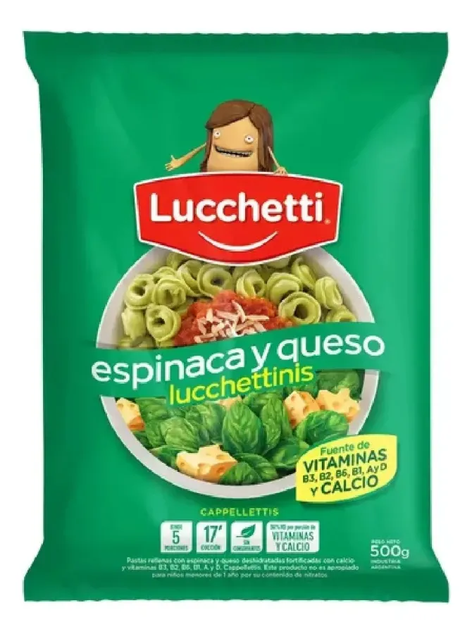 LUCCHETTINIS ESPINACA Y QUESO 12*500GRS