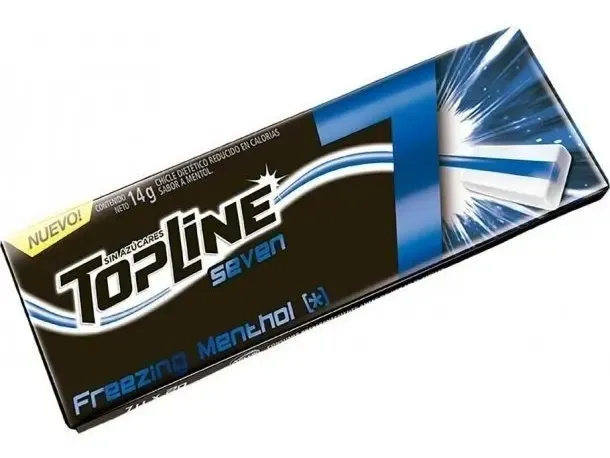 CAJA CHICLE TOPLINE 7 MENTHOL 20 X 16 X 14GRS