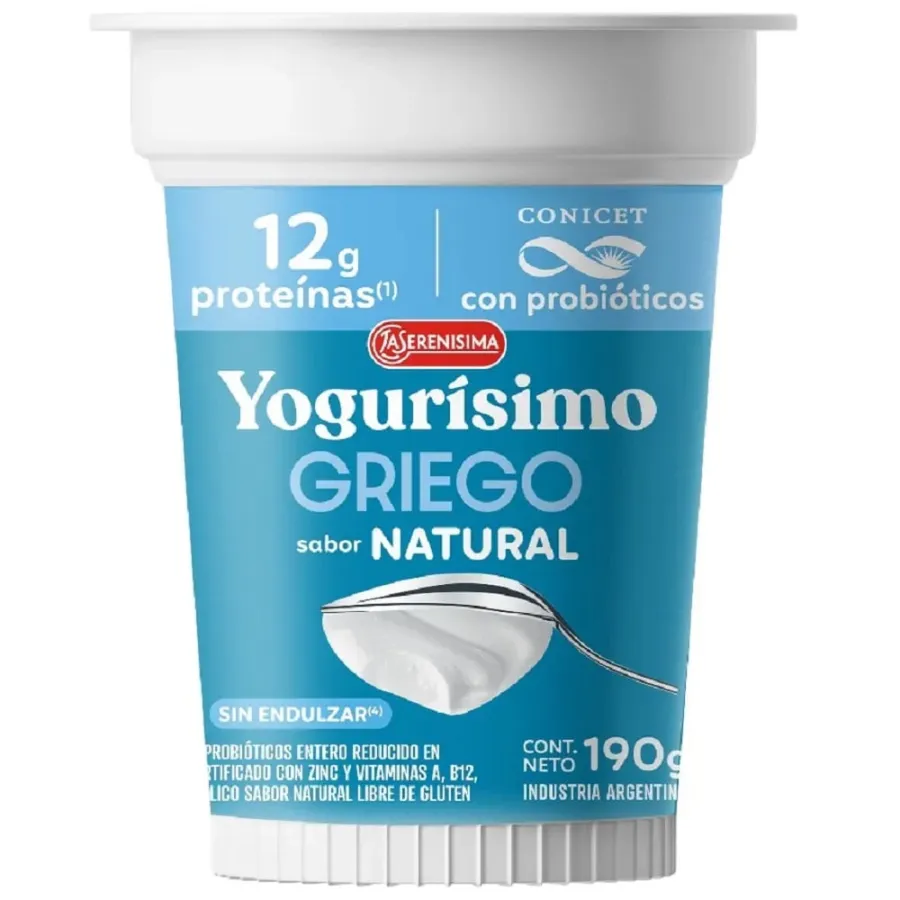 YOGURISIMO GRIEGO BATIDO NATURAL ENDULZADO X 190GR