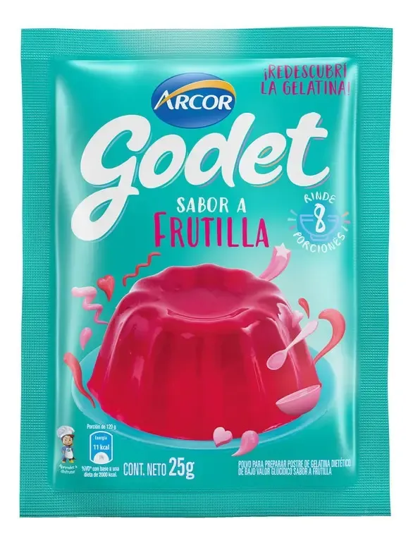 GELATINA GODET FRUTILLA 6 X 8 X 25GRS