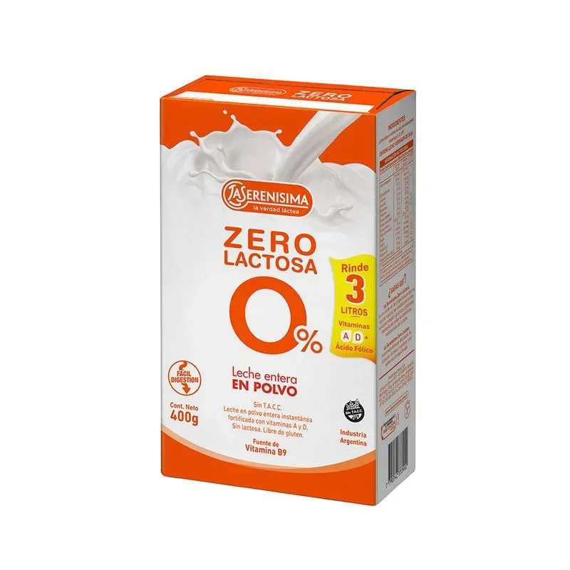 LECHE EN POLVO LA SERENISIMA ZERO LACTOSA ESTUCHE*400GRS