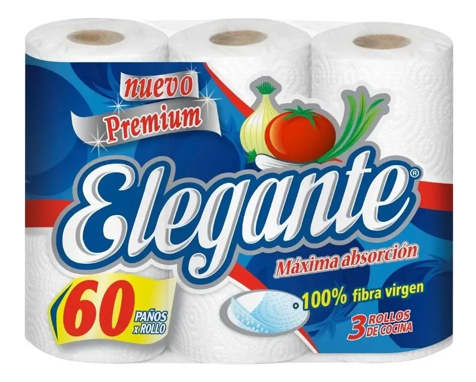 ROLLO DE COCINA ELEGANTE PREMIUM 8*3*60 PA&Ntilde;OS