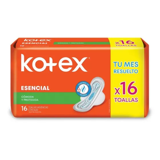 TOALLAS FEMENINAS KOTEX ESENCIAL C/A*16UNID.