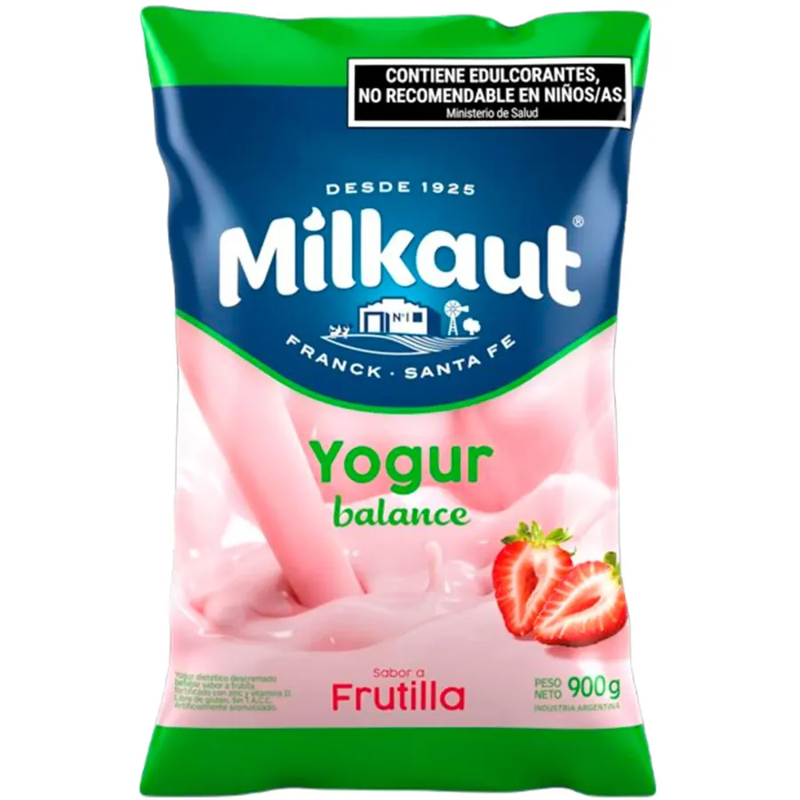 YOGUR MILKAUT X 900GRS DESCREMADO FRUTILLA