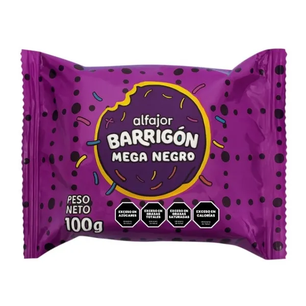 ALFAJOR BARRIGON MEGA NEGRO DISPLAY 5 X 7 X 100G