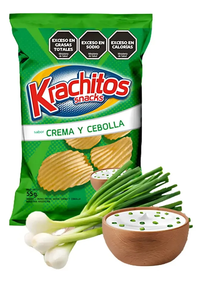 PAPAS FRITAS KRACHITOS CREMA Y CEB 24 X 55GRS