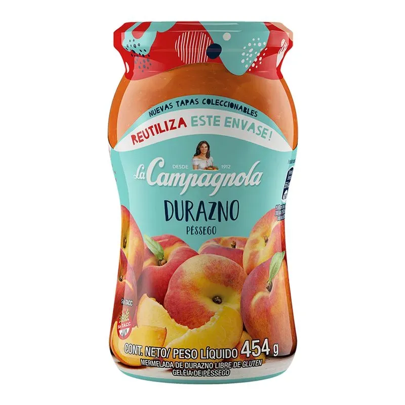 MERMELADA. LA CAMPAGNOLA DURAZNO 12*454GRS
