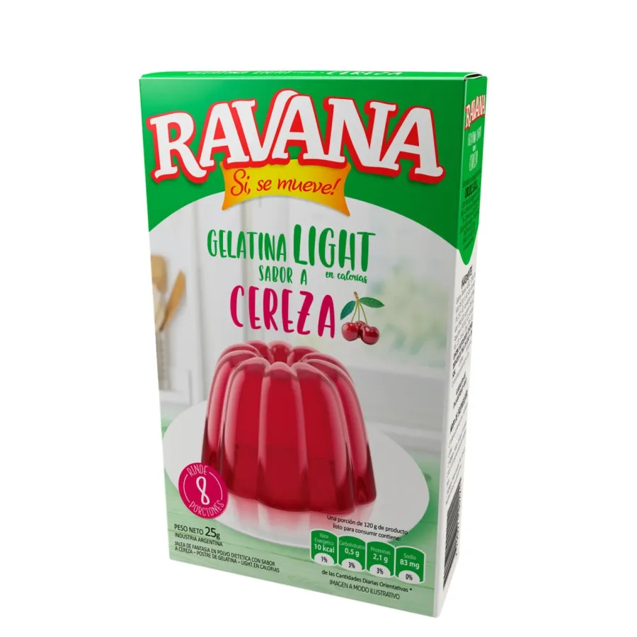 GELATINA RAVANA DIET CEREZA 12 X 25GRS