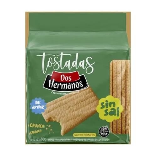 TOSTADAS ARROZ DOS HERMANOS SIN SAL 18 X 140GRS