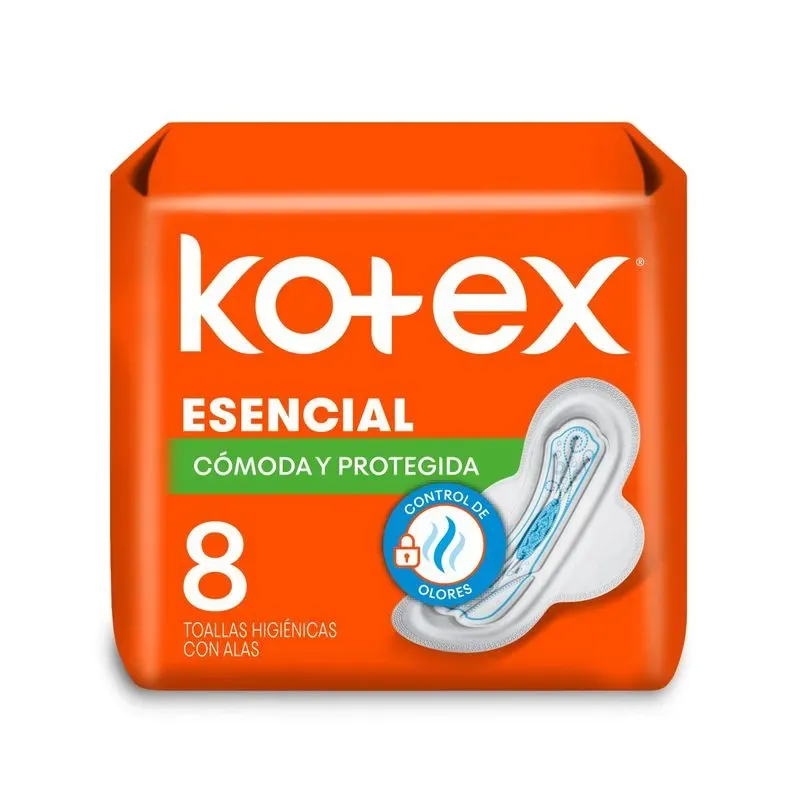 TOALL. FEM. KOTEX ESENCIAL C/ALAS*8UNID.