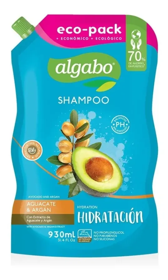 SHAMPOO ALGABO ECO PACK X 930CC AGUACATE Y ARGAN