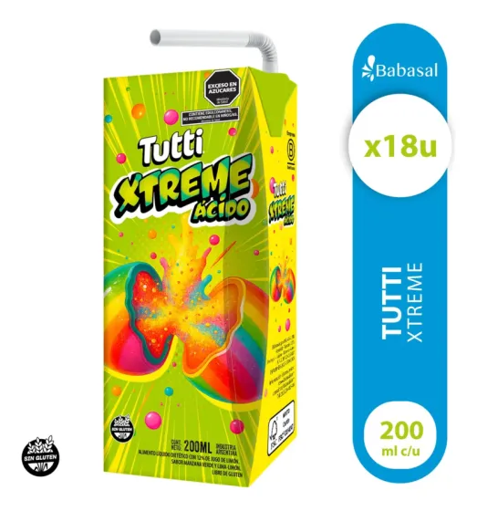 Caja Jugo Tutti Xtreme Acido 200ml X 18u