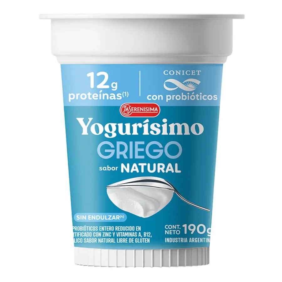 YOGURISIMO GRIEGO BATIDO NATURAL X 190GRS SIN ENDU