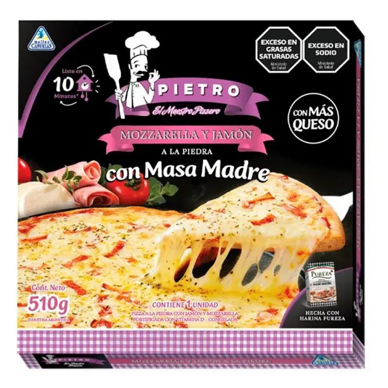 PIZZA PIETRO MOZZA JAMON 9 X 510GRS