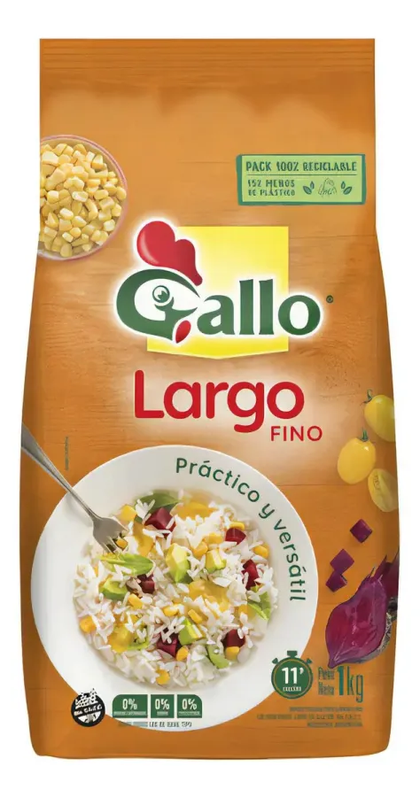 GALLO ARROZ LARGO FINO BOLSA X 1KG
