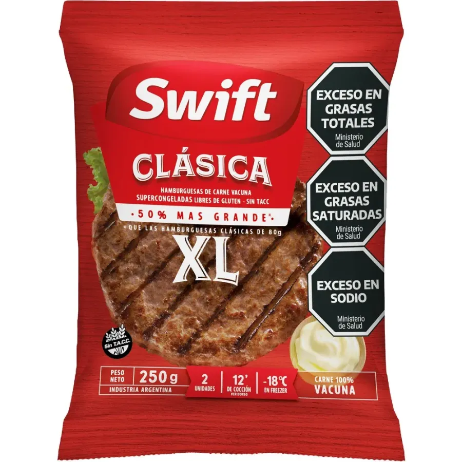 HAMBURGUESA SWIFT CLAS XL 30 X 2 X 250GRS