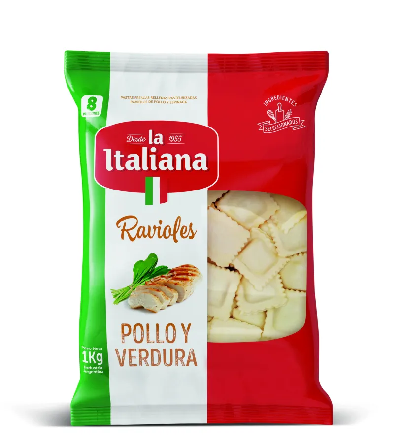 RAVIOLES LA ITALIANA POLLO Y VERDURA X 1KG