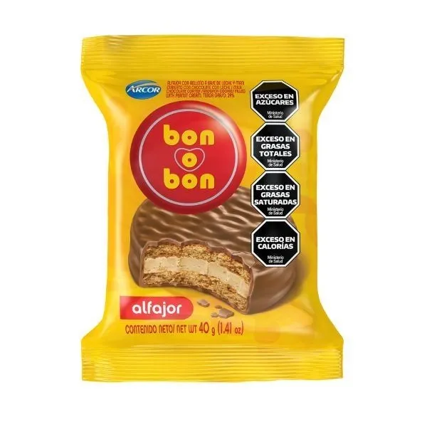 ALFAJOR BON O BON  LECHE 40*40GRS.