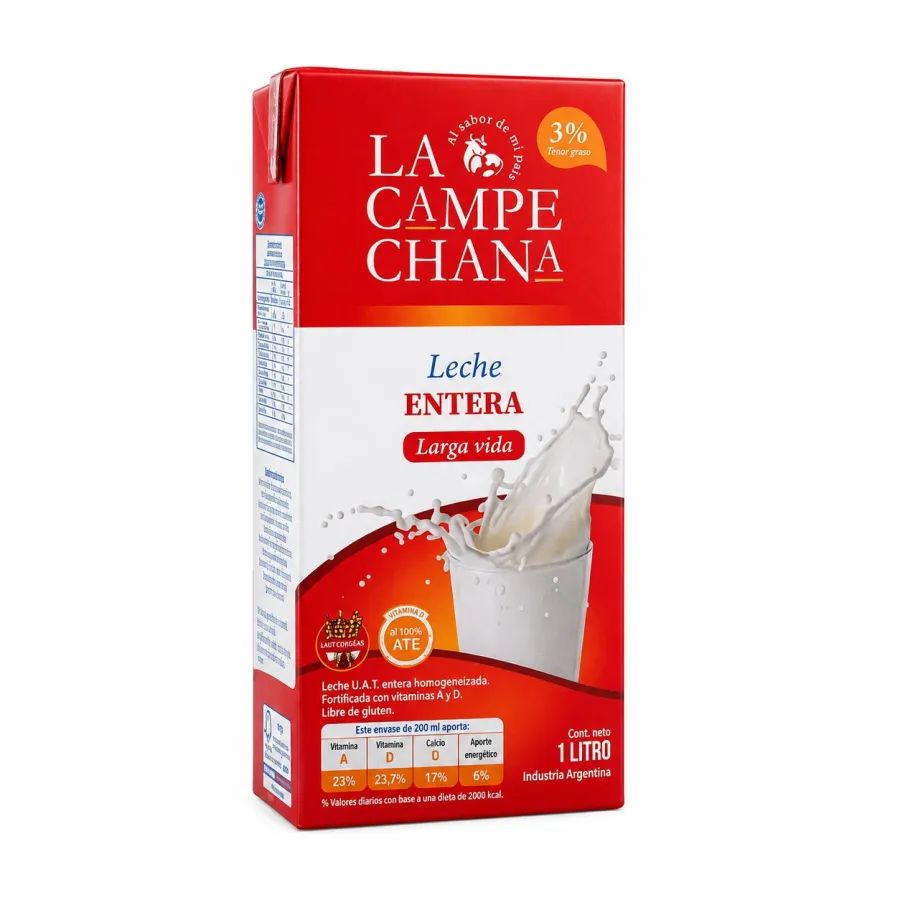 LECHE LA CAMPECHANA LARGA VIDA ENTERA X 1LT