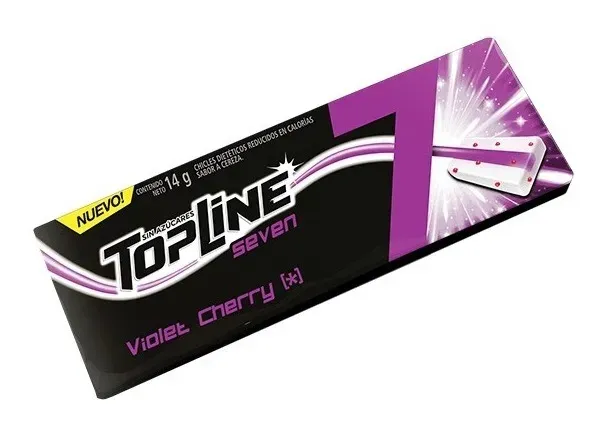 CAJA CHICLE TOPLINE 7 VIOLET CHERRY 20 X 16 X 14GRS