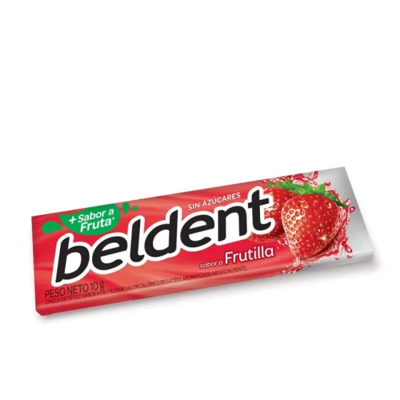 CHICLE BELDENT FRUTILLA CAJA X 20 UNIDADES