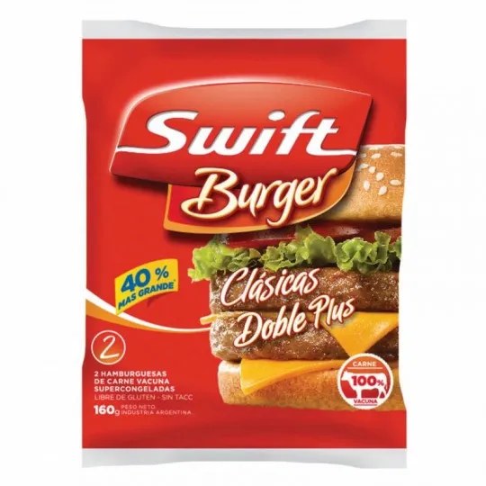 HAMBURGUESA SWIFT DOBLE PLUS 30*2*80GRS